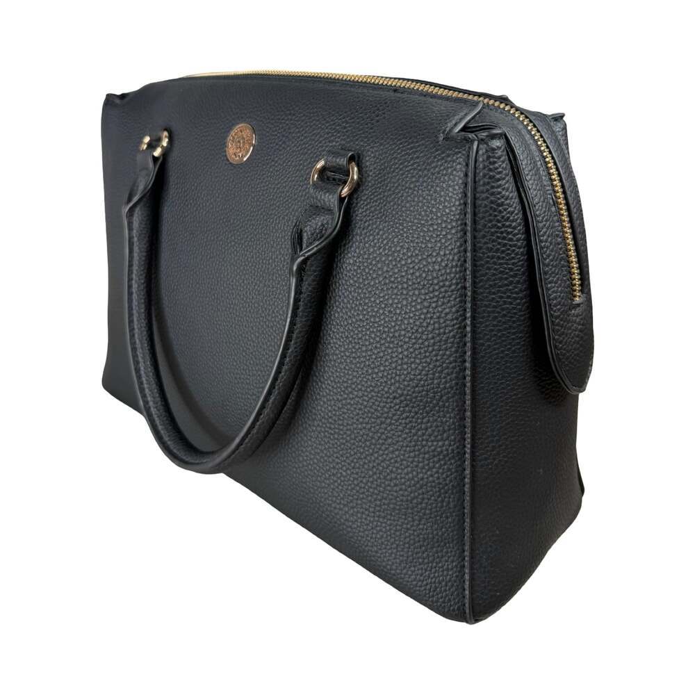 Anne Klein Black Pebbled Faux Leather Satchel Handbag - Picture 4 of 5